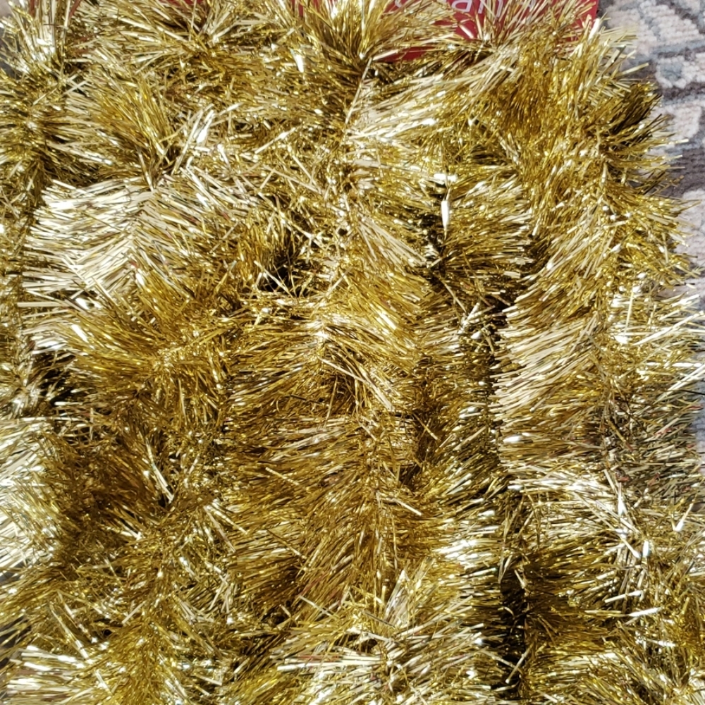 Gold tinsel garlands